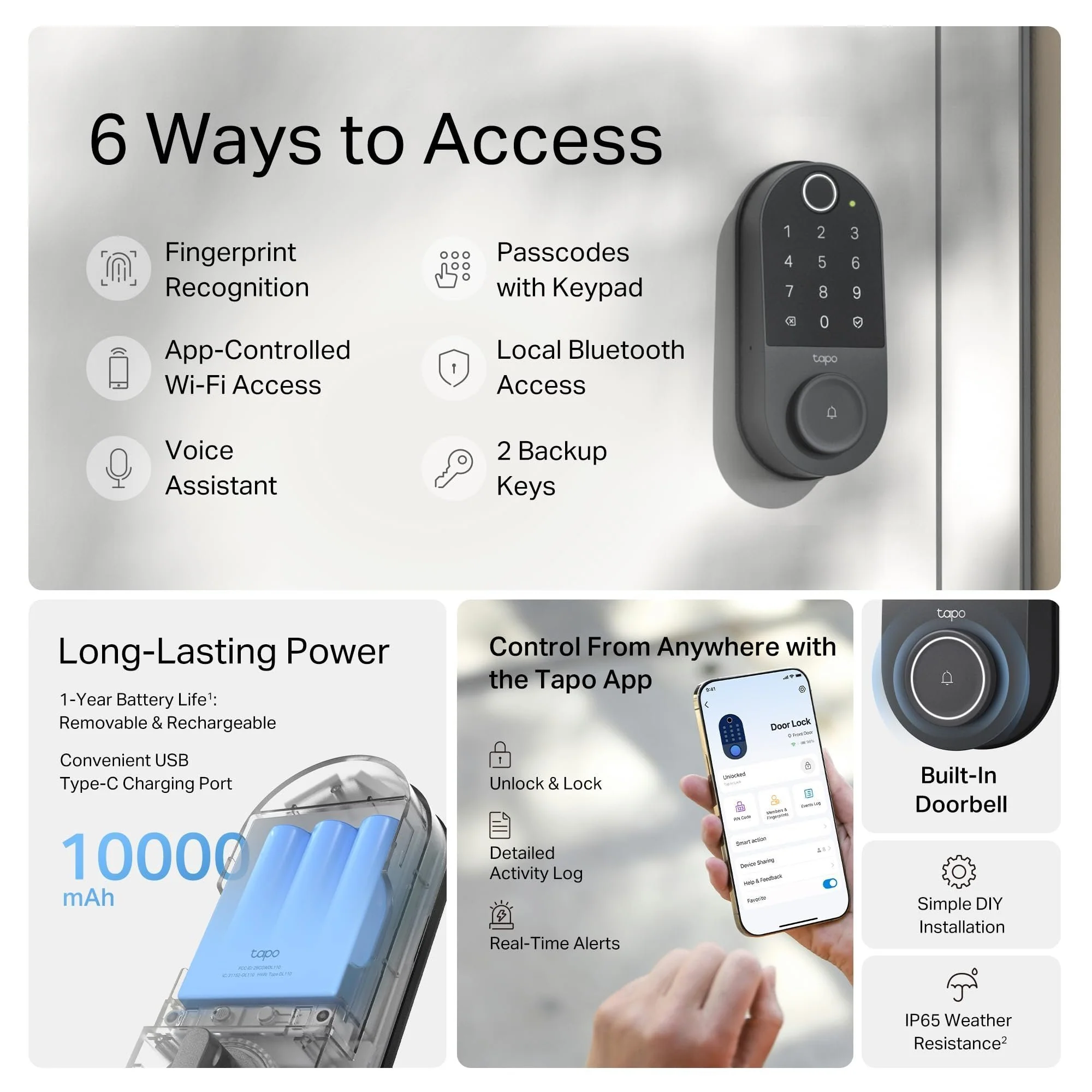 Front Door Security Plus Bundle – 2K Video Doorbell Camera + Fingerprint Door Lock - Image 9