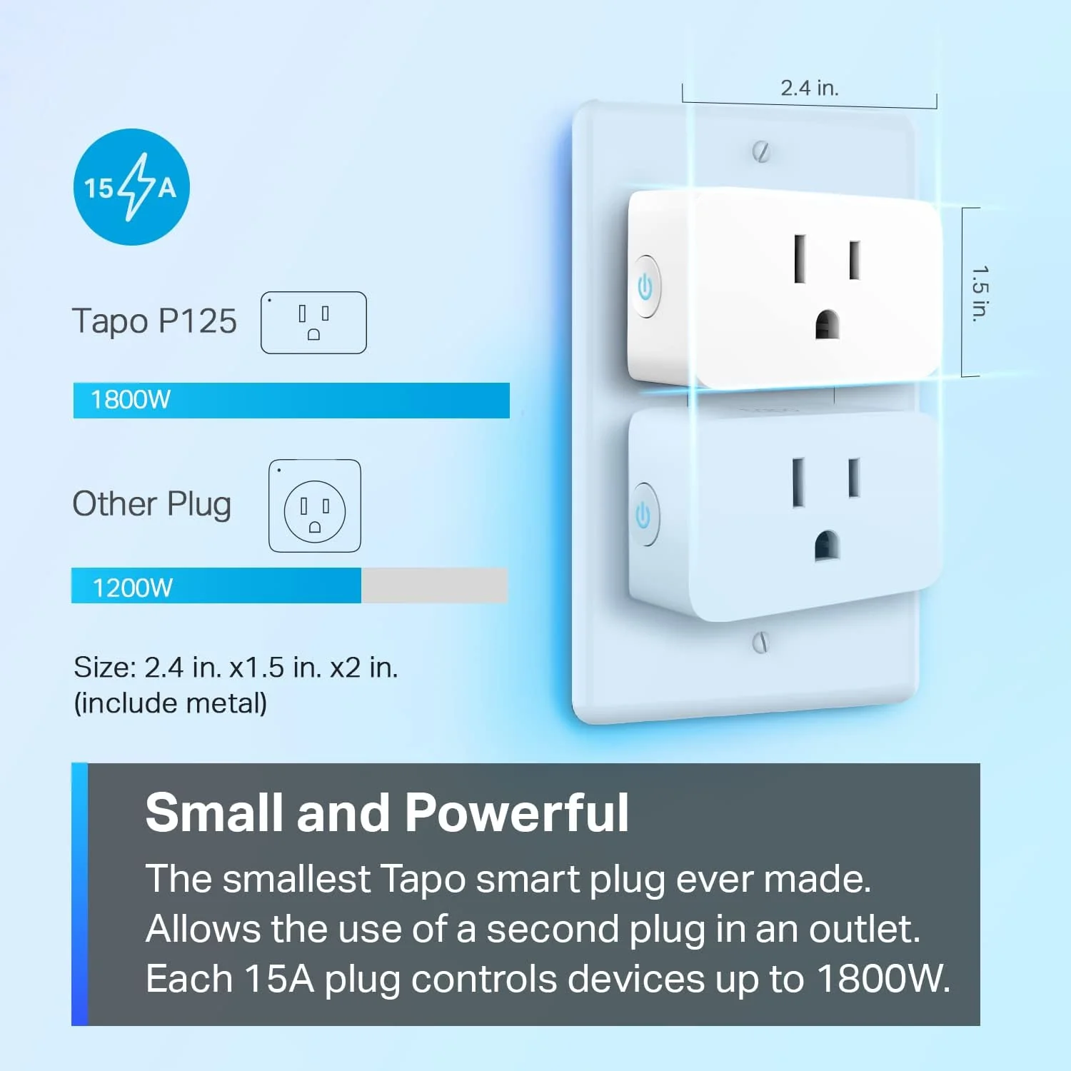 Apple Home Smart Plug Mini 15A, Tapo P125(4-Pack) - Image 4
