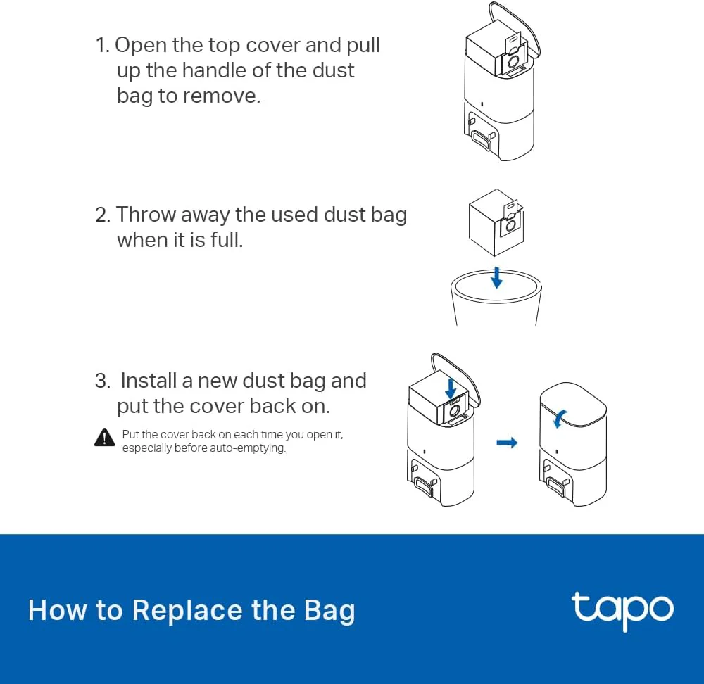 Robot Vacuum Disposable Dust Bag, 5 PC, Tapo RVA202 - Image 4