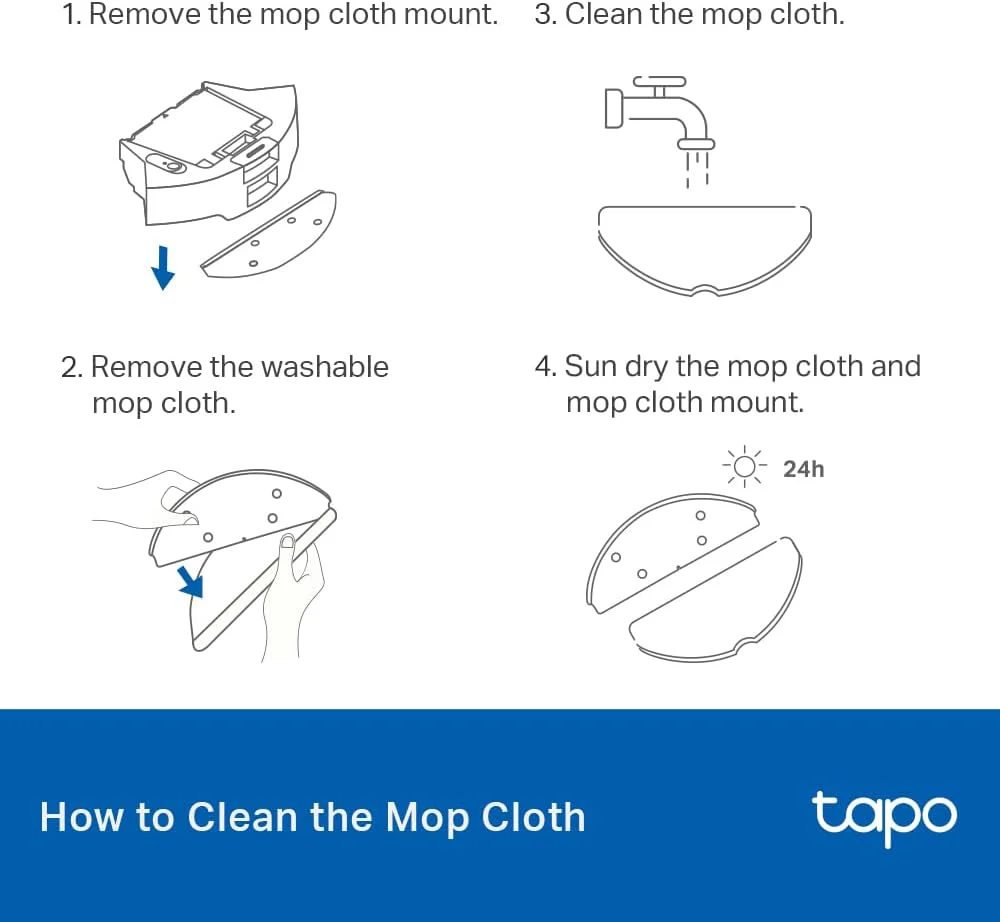 Robot Vacuum Washable Mop Cloth, 5 PC, Tapo RVA301 - Image 3