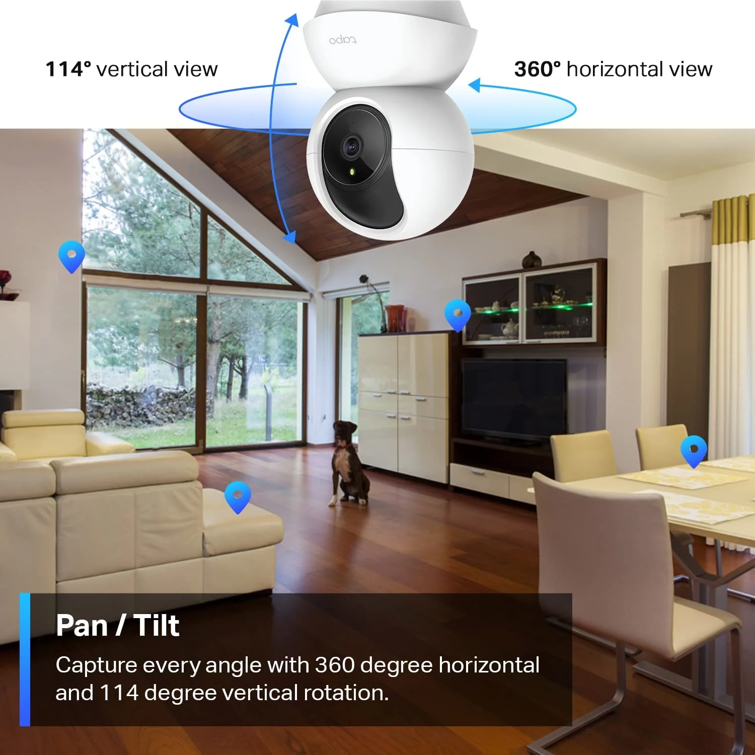 2K Indoor Pan/Tilt Security Camera, Tapo C210P2 2-Pack - Image 3
